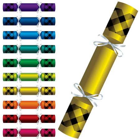 Bright buffalo plaid Christmas crackers in vector format.のイラスト素材