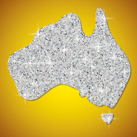 Shiny iridescent glitter Australian map in vector format.のイラスト素材