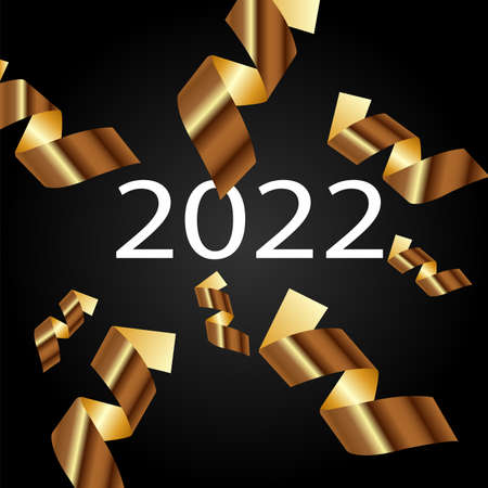Happy new year 2022. White numbers  on dark  background. Holiday greeting card design.のイラスト素材
