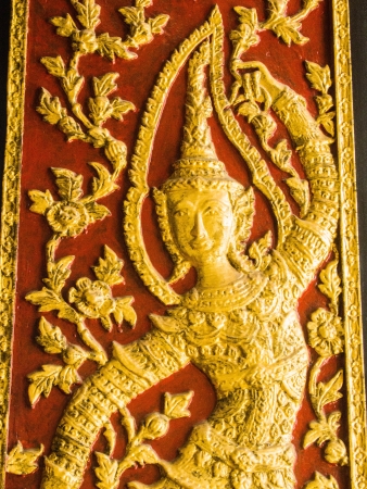 a  pattern of door decoration at the temple of Wat Rachaorasaram  Rachworawihan, Bangkok , Thailand の写真素材