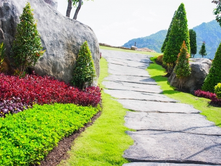 Small park on the slope of the hillの写真素材