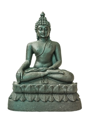 The black buddha statue in meditated position の写真素材