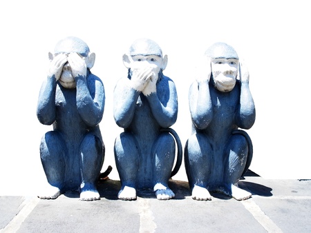 Three monkeys are the symbols of how to manage and control of what we see , hear , and speak                                                               の写真素材