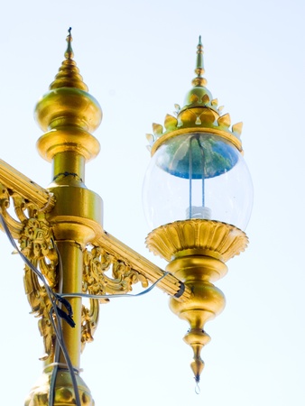 A beautiful electric lamp is used as part of garden decoration   の写真素材