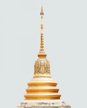   A golden decorated top tiered pagoda in a Thai monastery                                                               の写真素材