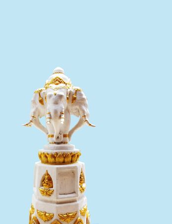 The three - headed elephant that is a carrier of Indra of Hinduism.の写真素材