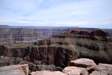 A big deep hole in the ground of Grand Canyon resulted from constant erosion of The Colorado River over millions of years.の写真素材