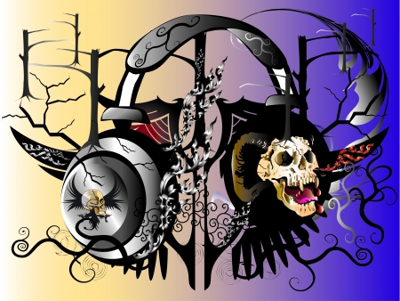 drawing design skullのイラスト素材