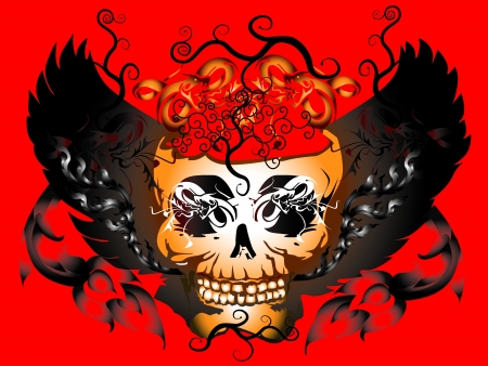 rock fire skullのイラスト素材