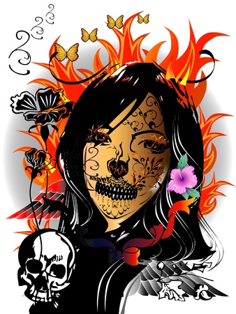 lady skull のイラスト素材