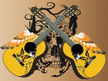 guitar art wingsのイラスト素材