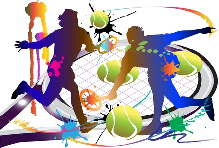 tennis action artのイラスト素材