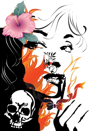 lady and fireのイラスト素材