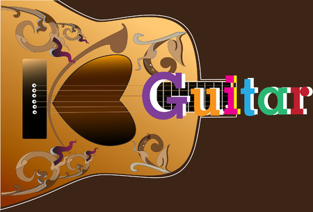 Guitar art and line Thaiのイラスト素材