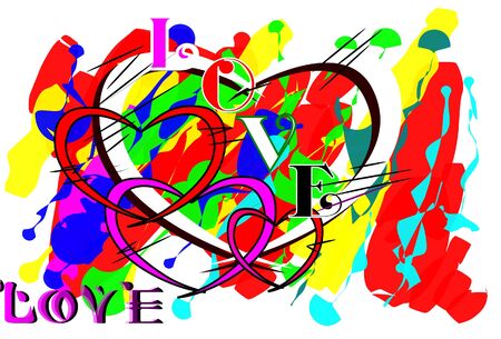 Valentine's Day love brush stroke design card.のイラスト素材