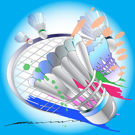 Badminton art brush actionのイラスト素材