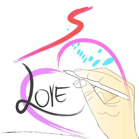 painting brush stroke style design heart loveのイラスト素材