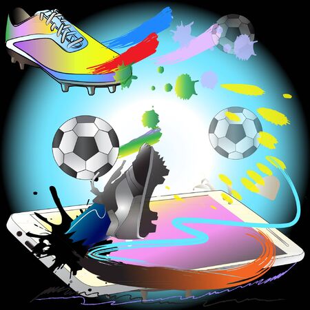 touch football game with phone technology actionのイラスト素材