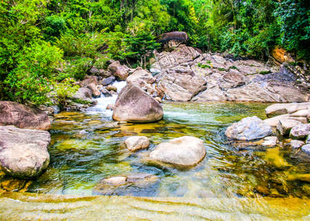 clean water and stone in forest south Thailandの写真素材