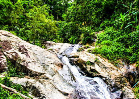 waterfall beautiful nature in north Thailand Travelの写真素材