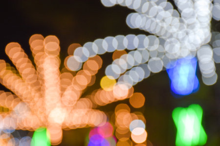 night lights and colors the rides and the decoration and bokeh