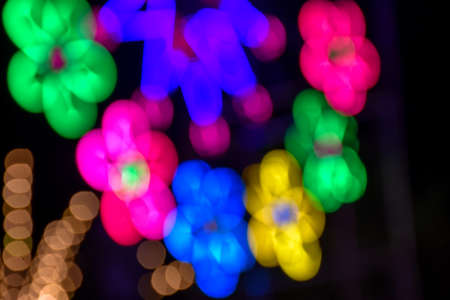 beautiful night light bokeh colorful color soft blurの写真素材