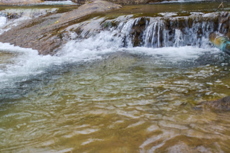 waterfall beauty nature and rock stone in south Thailandの写真素材