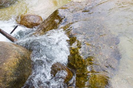 waterfall beauty nature and rock stone in south Thailandの写真素材