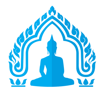 buddha drawn Thai traditional art and Line Thai style,Flat designのイラスト素材