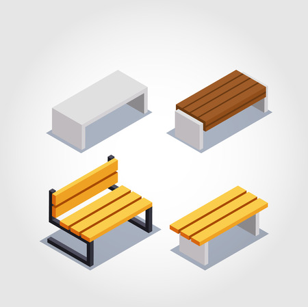 Isometric icons of a sofa and an armchair, vector.のイラスト素材