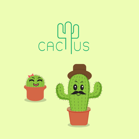 Cute cactus cartoon characterのイラスト素材