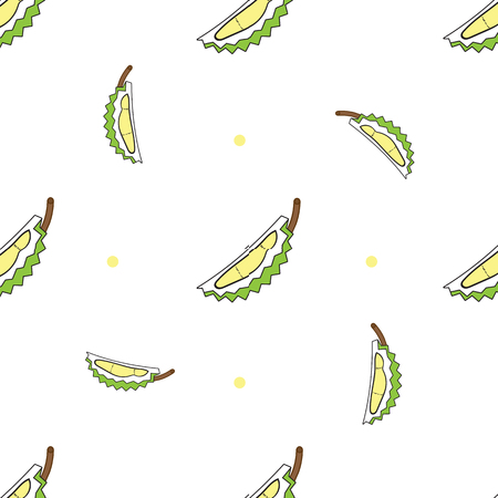 DURIAN pattern seamless.thailand king of fruits DURIAN cartoon character. Oriental fruit with overpower odour and funny spikes design for organic farming or vegetarian nutrition themeのイラスト素材