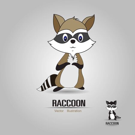 raccoon animal cute little cartoon. Colorful and flat design. Vector illustrationのイラスト素材