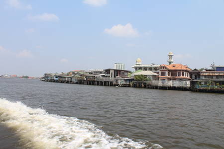 Beautiful house riverbankの写真素材