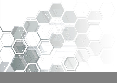 Compositional of hexagon and geometric fill and stroke referred to be a futuristic computer abstract technology backgroundのイラスト素材