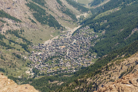 Famous swiss Zermatt city in the valley, Switzerlandの写真素材