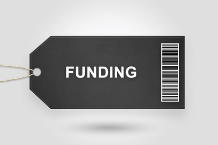 funding price tag with barcode and grey radial gradient backgroundの写真素材