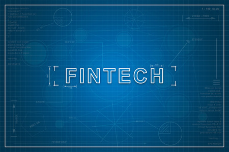 fintech on paper blueprint background, business conceptの写真素材