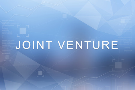 joint venture word on blue blurred and polygon backgroundの写真素材