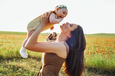 Mothers Day and daughters. Advertising family values and traditions.の写真素材