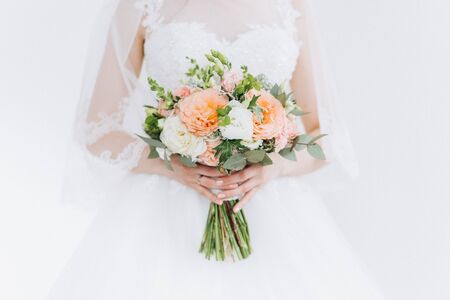 Wedding beauty orange wedding flowers.の写真素材