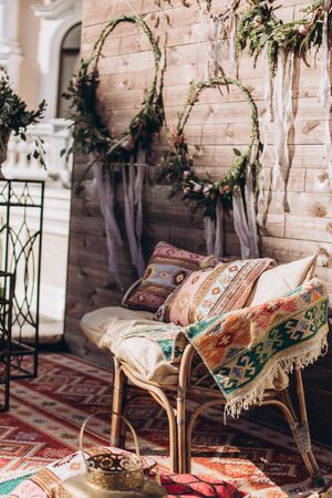 Decorated photo zone in the style of boho.の写真素材