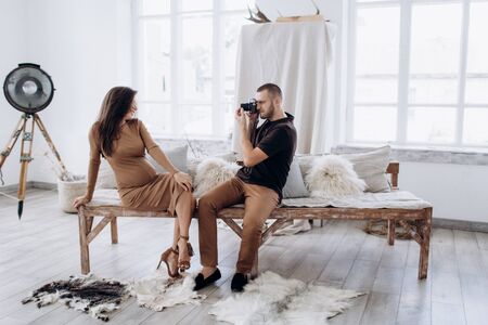 Young parents expecting a baby. Healthy family.の写真素材