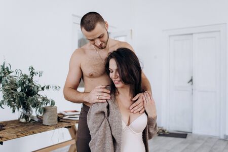 Young parents expecting a baby. Healthy family.の写真素材