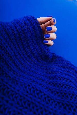 Classic blue manicure. The trend of the year. Color 2020.の写真素材