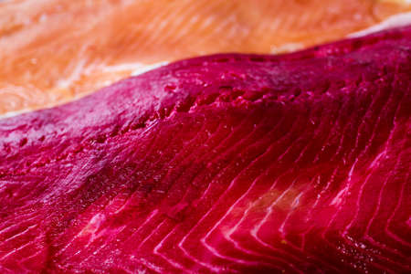 Appetizing red fish Salmon. Catering.の写真素材