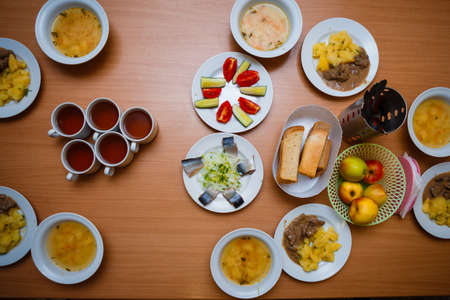 Food in the dining room. Russian national food.の写真素材