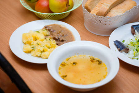 Food in the dining room. Russian national food.の写真素材