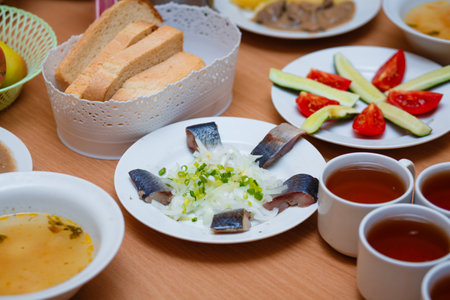 Food in the dining room. Russian national food.の写真素材