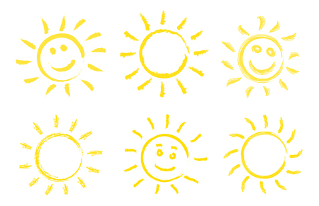 Set of hand drawn sun icons. Vector illustration.のイラスト素材